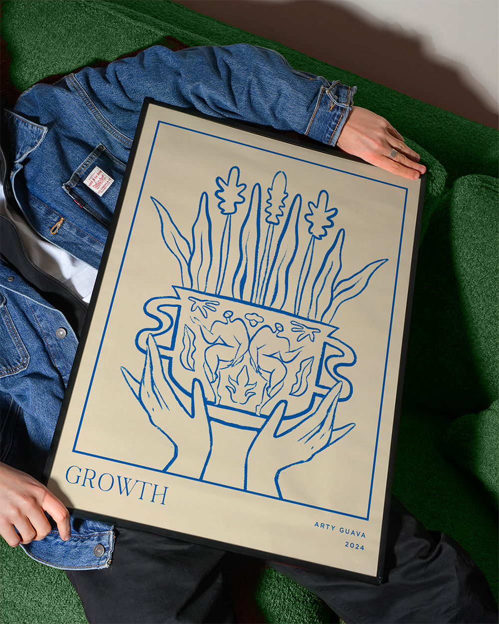 Botanisk plakat Growth i blå streg