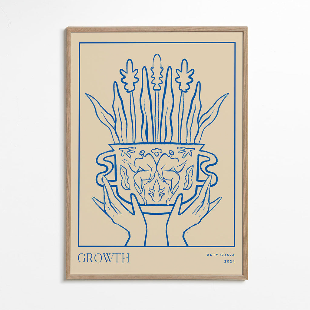 Botanisk plakat Growth i blå streg