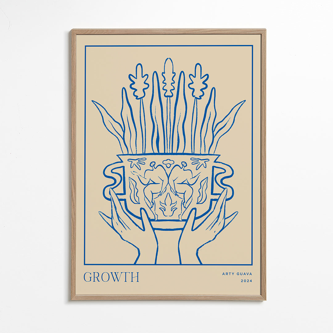 Botanisk plakat Growth i blå streg
