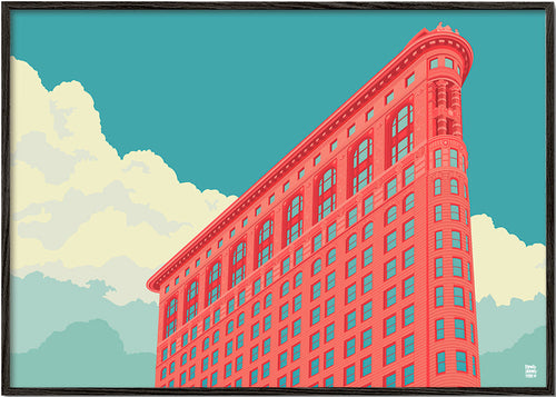 Bykunst Flatiron illustration i popstil