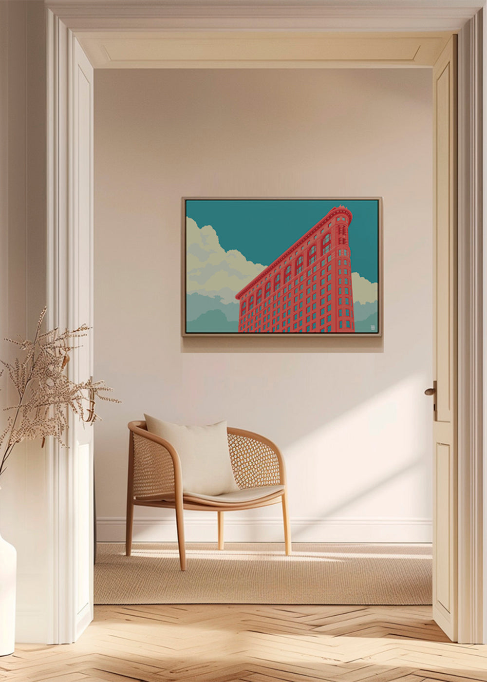 Bykunst Flatiron illustration i popstil