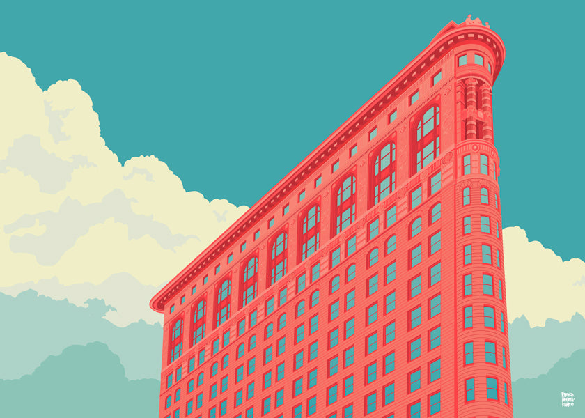 Bykunst Flatiron illustration i popstil