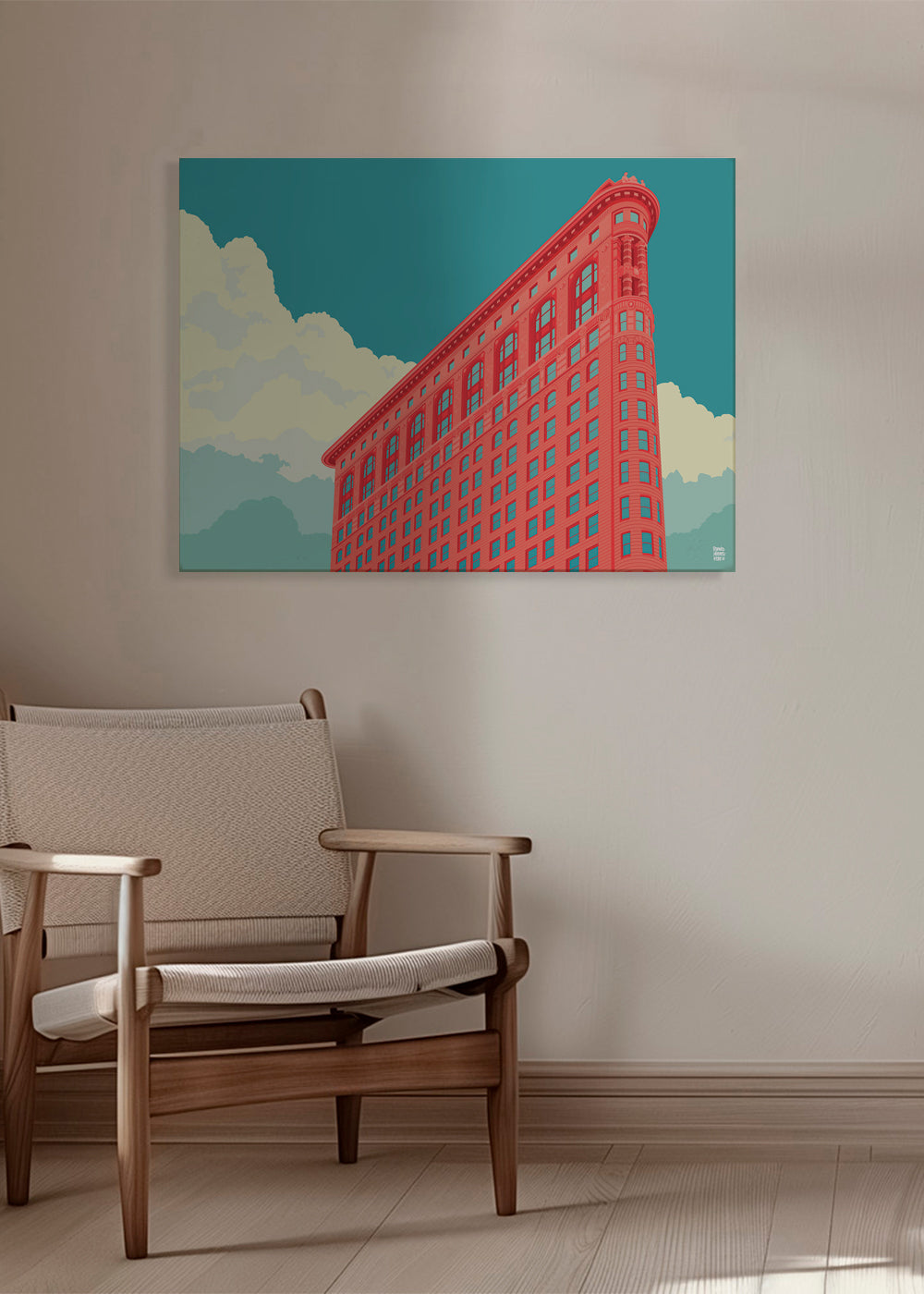 Bykunst Flatiron illustration i popstil