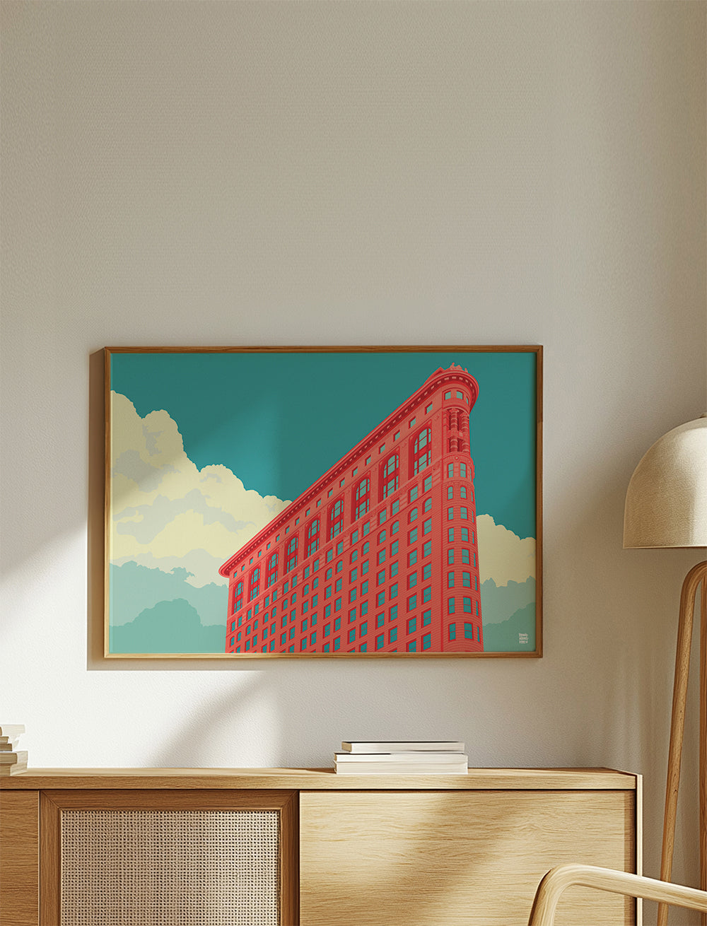 Bykunst Flatiron illustration i popstil