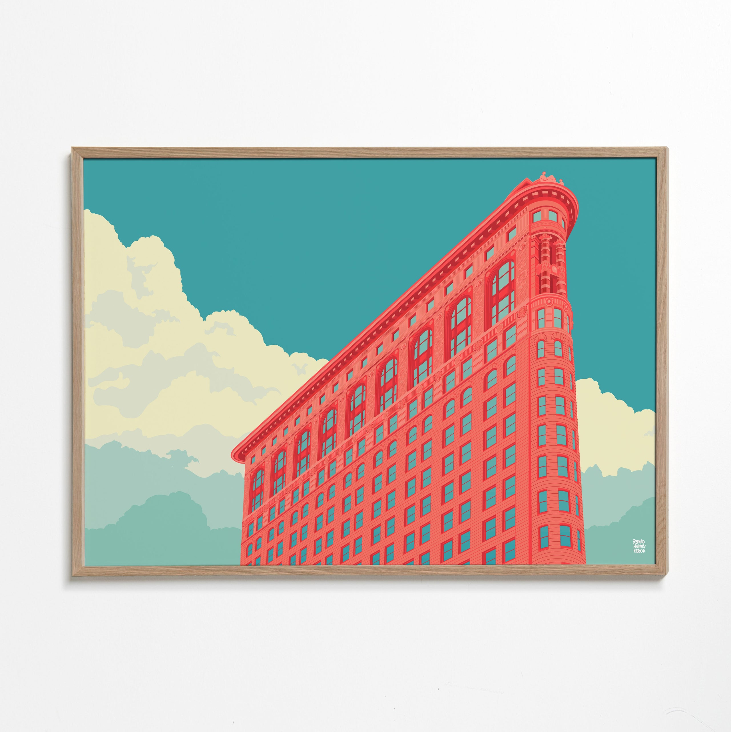 Bykunst Flatiron illustration i popstil