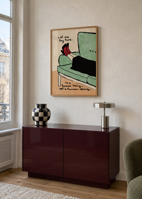 Let me lay here - Framed poster in an interior