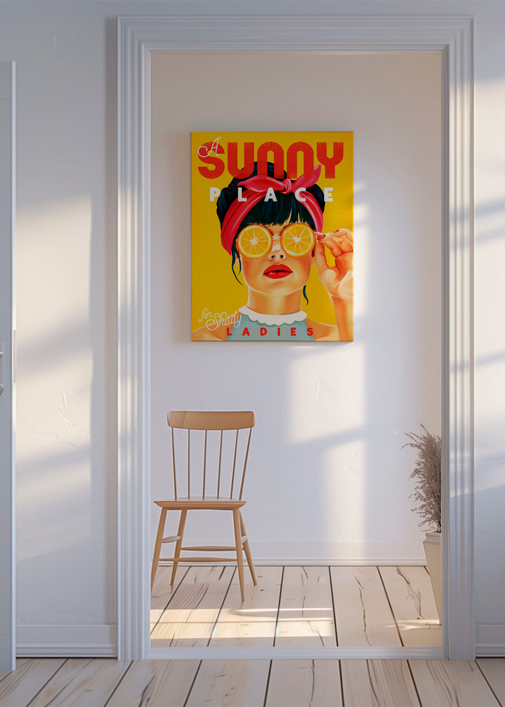 Køkkenkunst pin-up med appelsinskiver