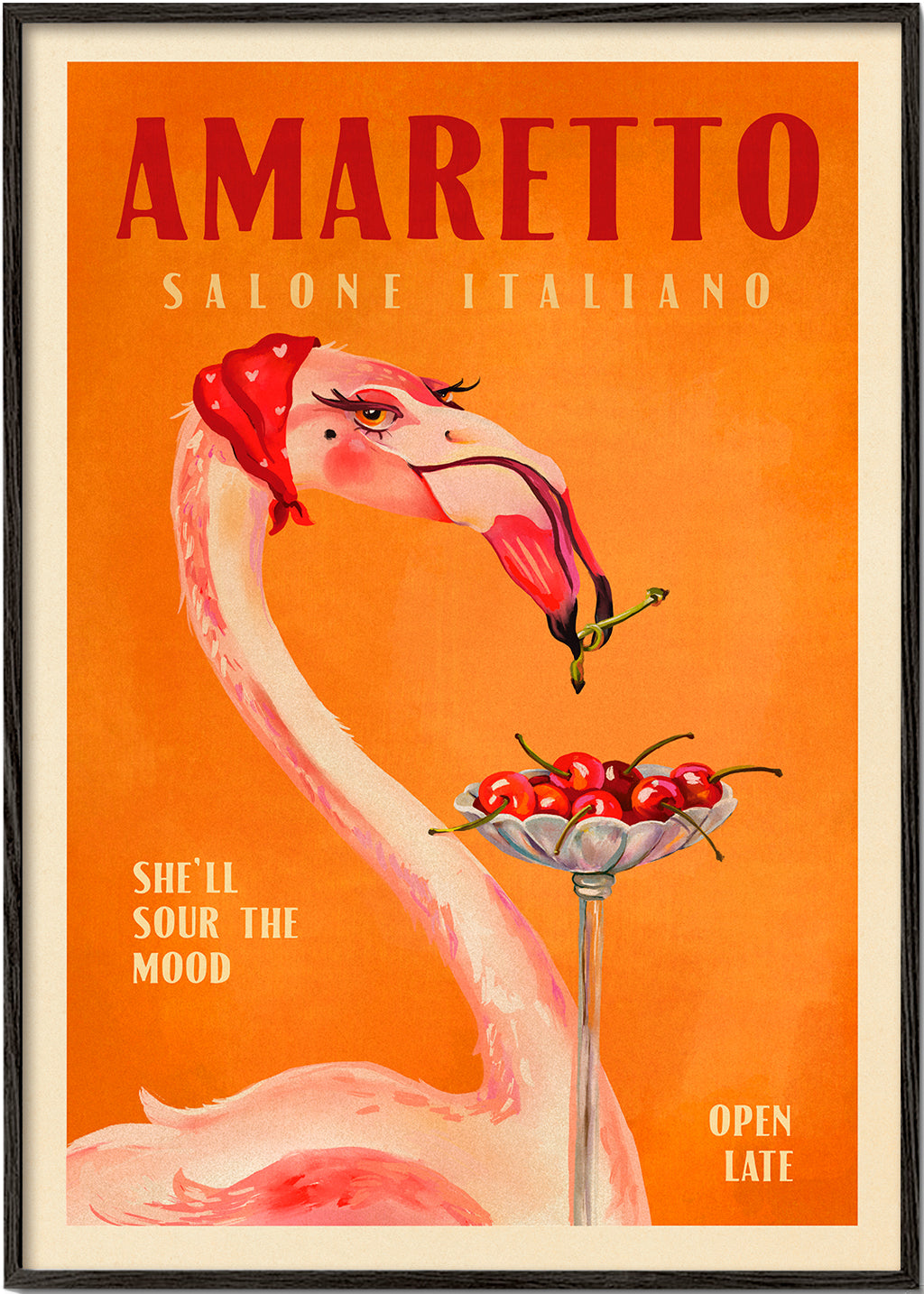 Køkkenkunst vintage med flamingo og cocktail