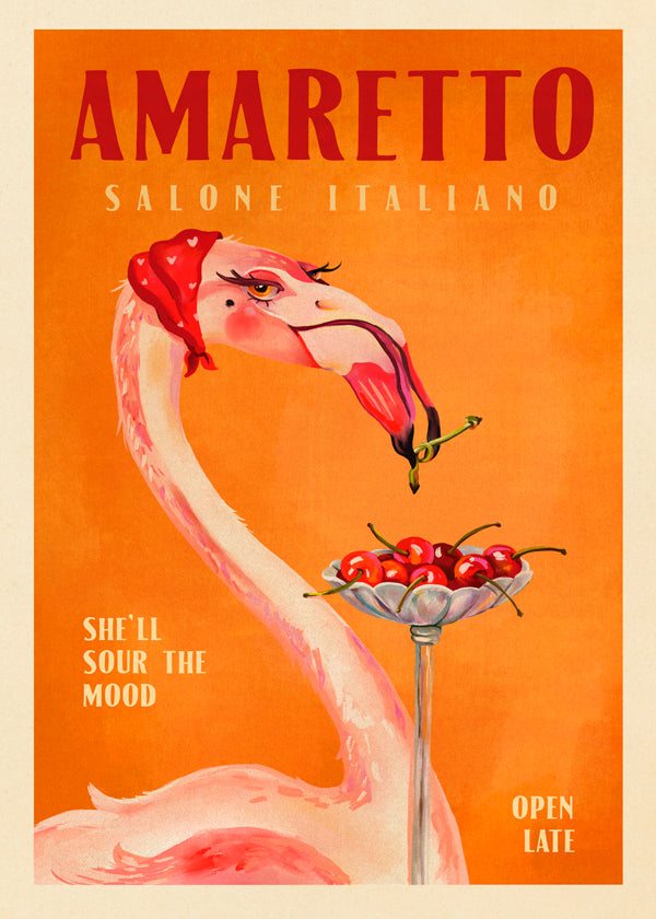 Køkkenkunst vintage med flamingo og cocktail