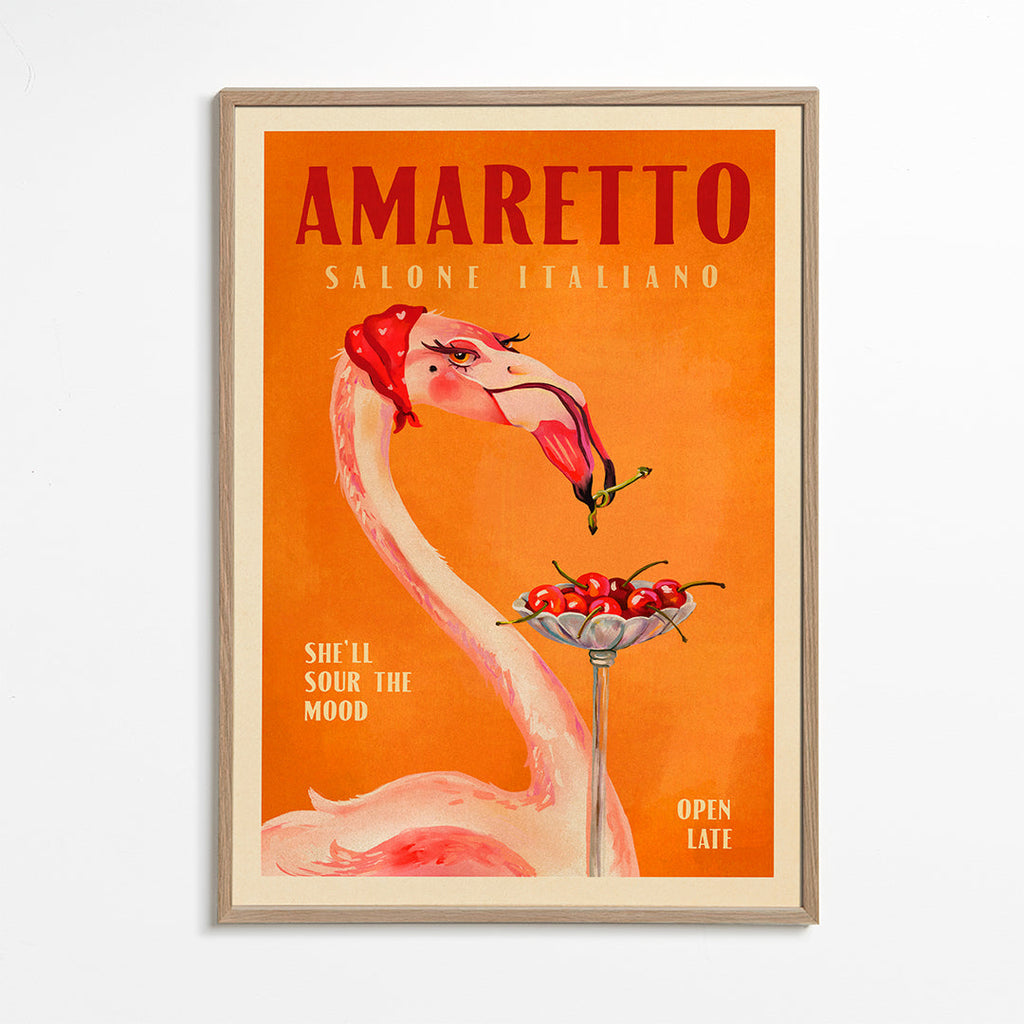 Køkkenkunst vintage med flamingo og cocktail