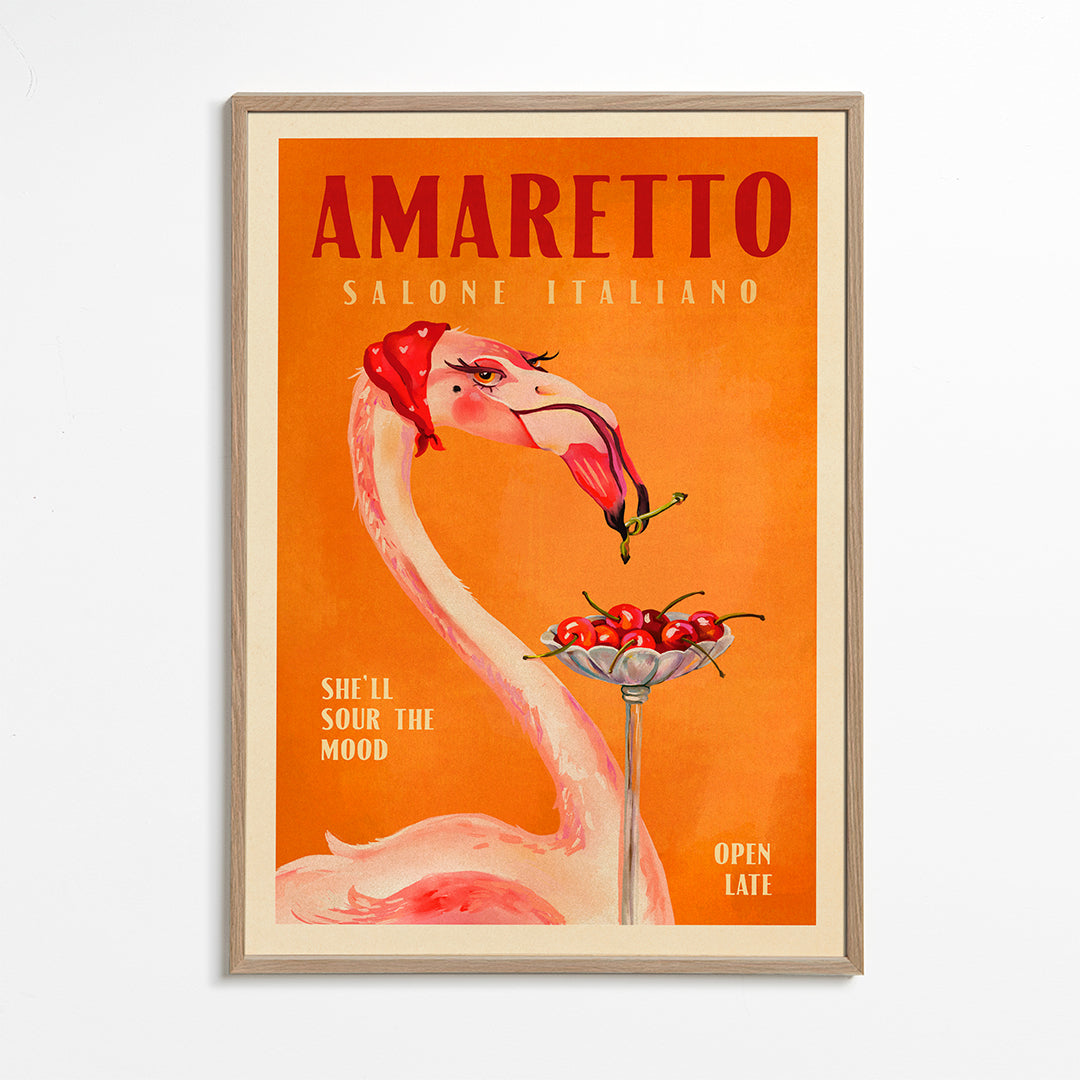 Køkkenkunst vintage med flamingo og cocktail