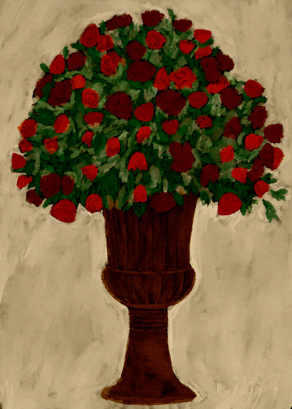 Botanisk plakat med rødt rosenbukket