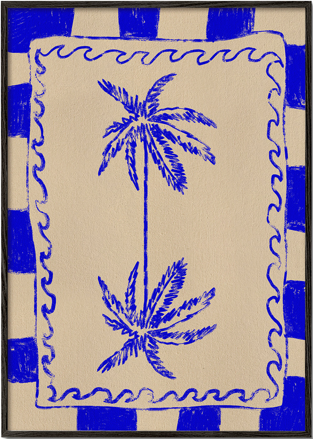 Botanisk illustration blå palme