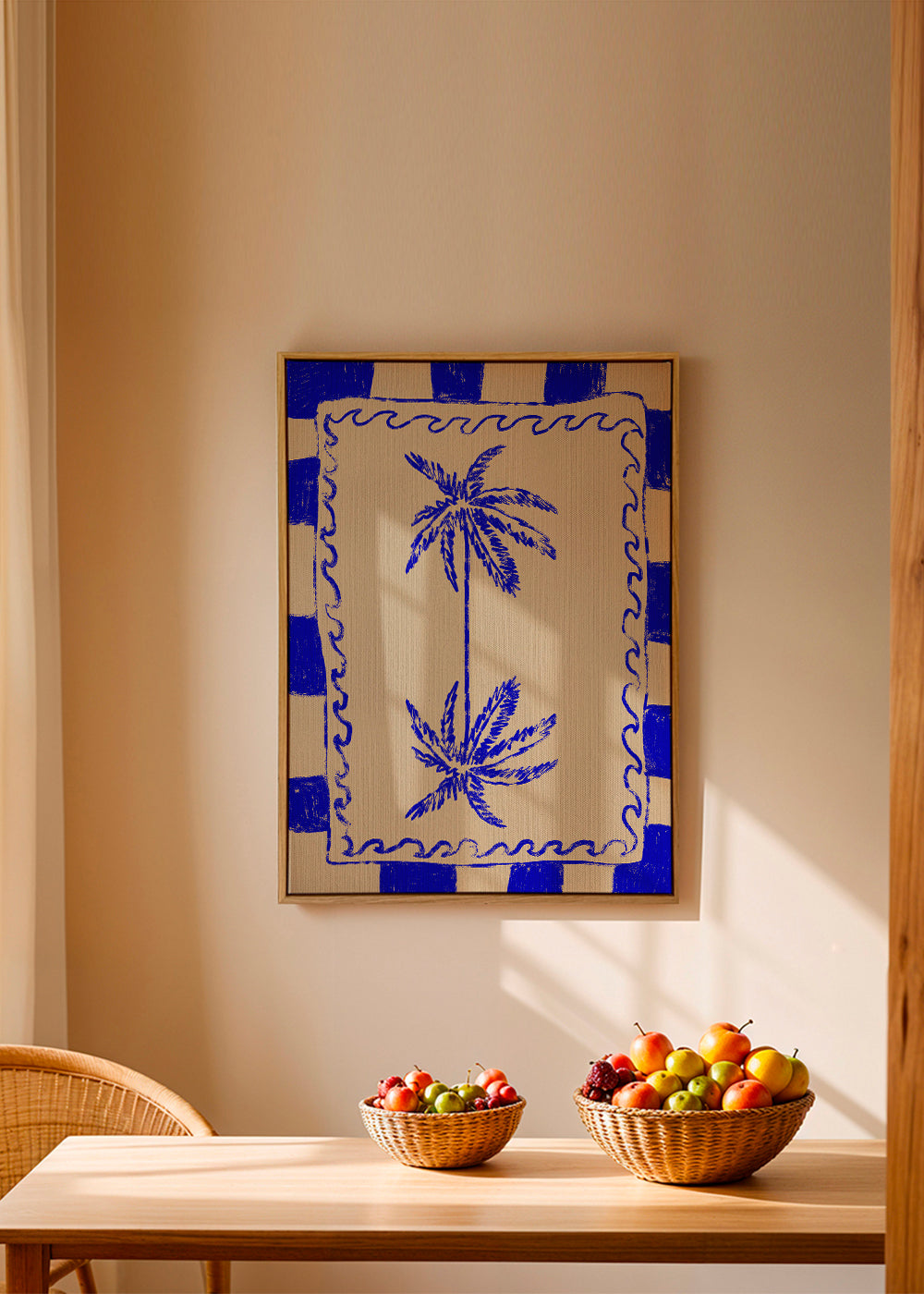 Botanisk illustration blå palme