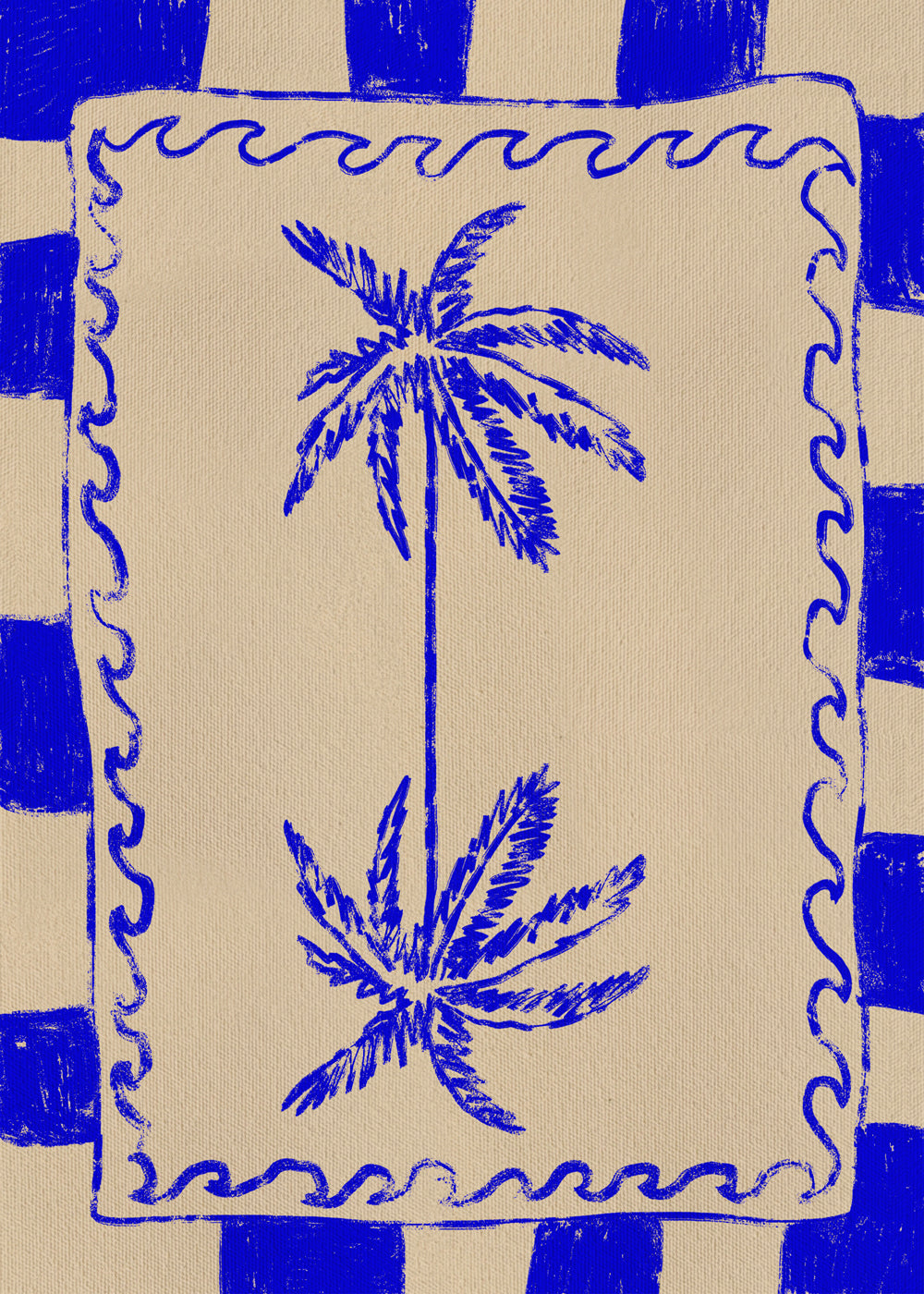 Botanisk illustration blå palme