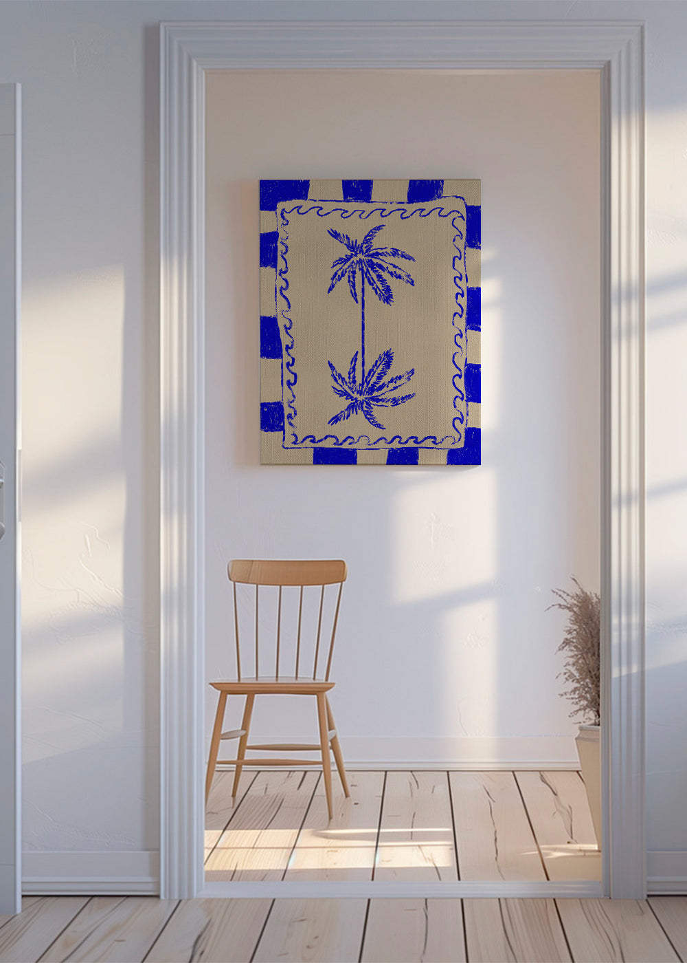 Botanisk illustration blå palme
