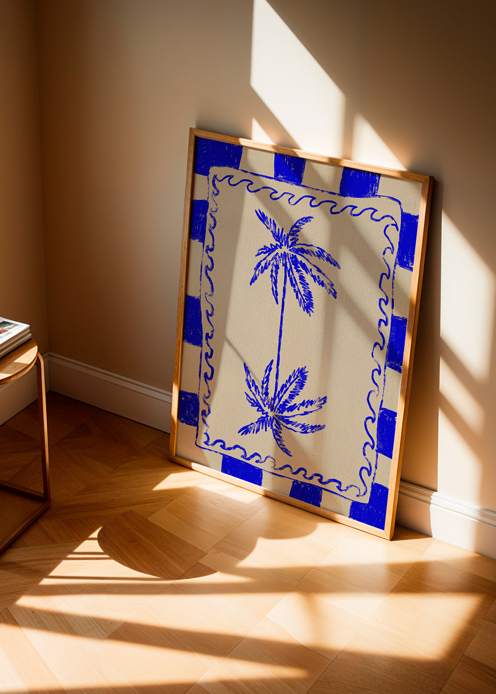 Botanisk illustration blå palme