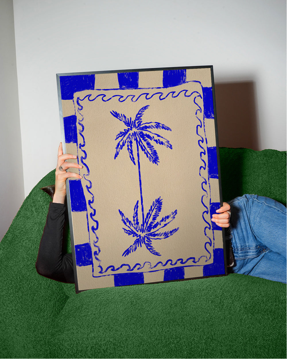 Botanisk illustration blå palme