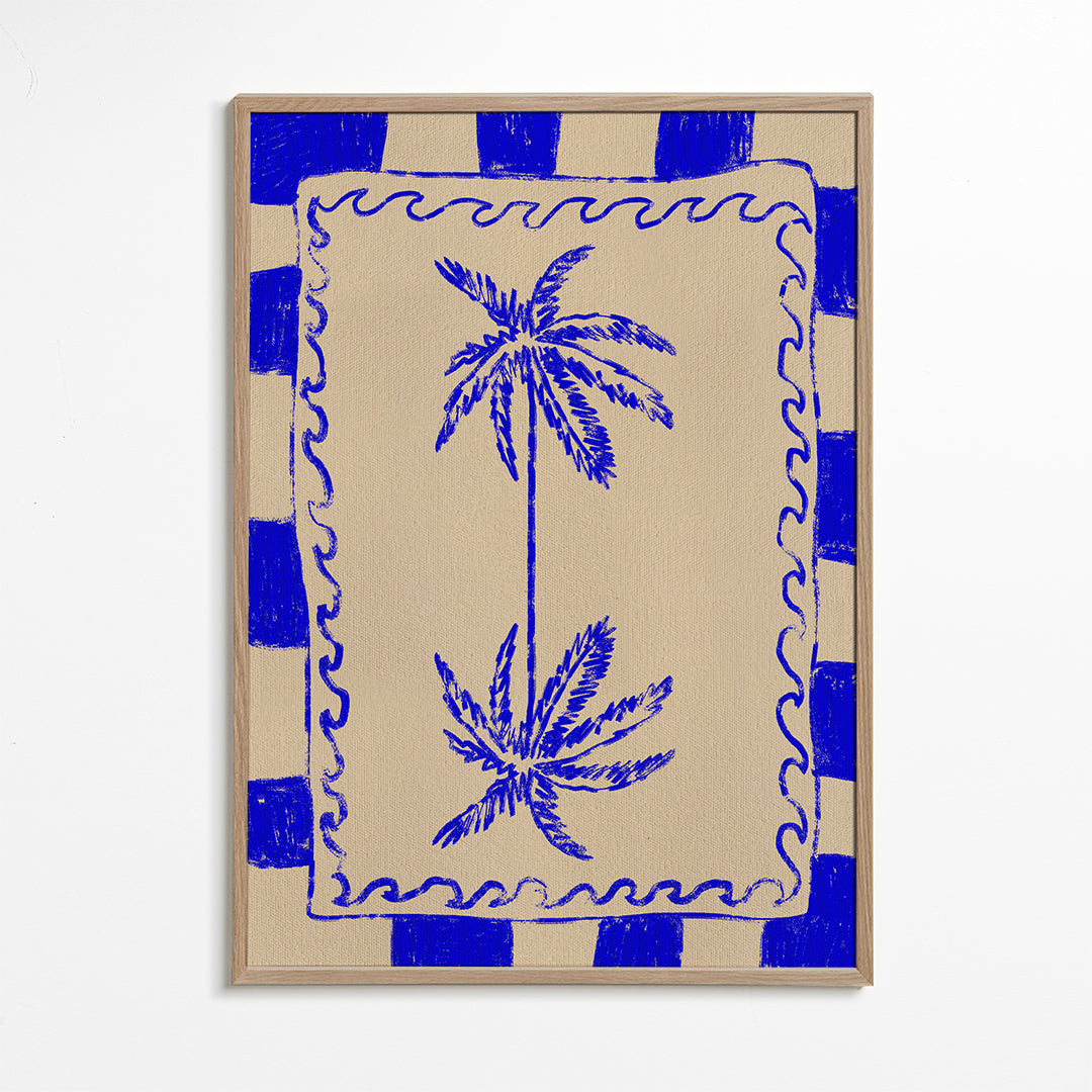 Botanisk illustration blå palme