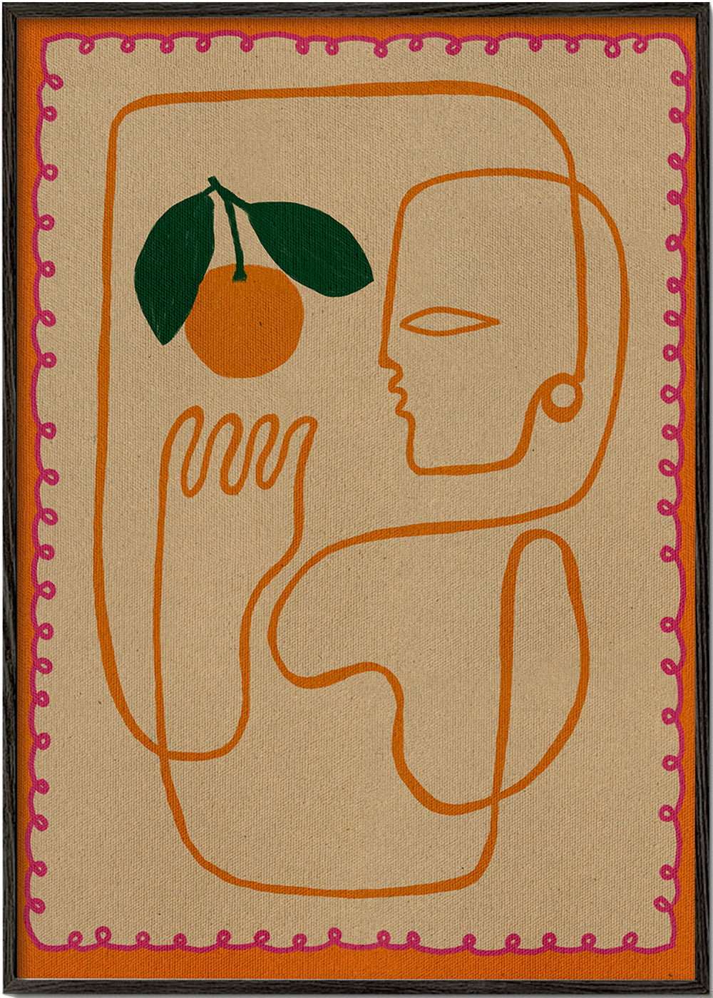 Køkkenkunst med kontinuerlig orange linje
