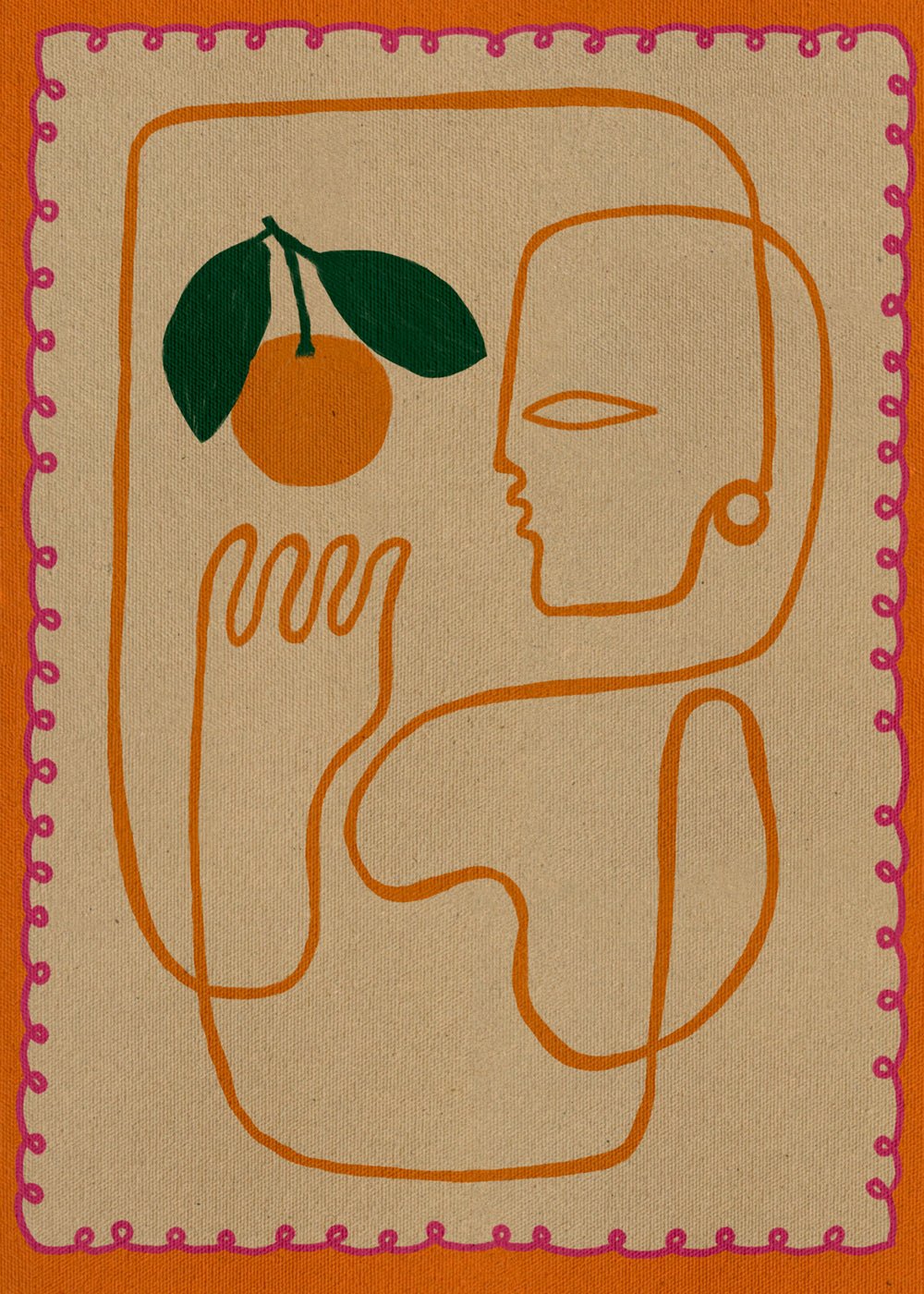 Køkkenkunst med kontinuerlig orange linje