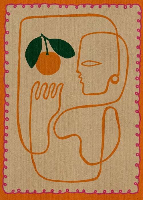 Køkkenkunst med kontinuerlig orange linje