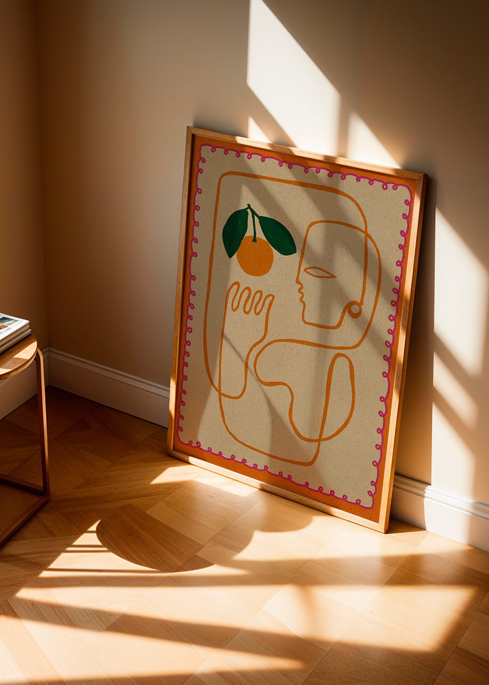 Køkkenkunst med kontinuerlig orange linje