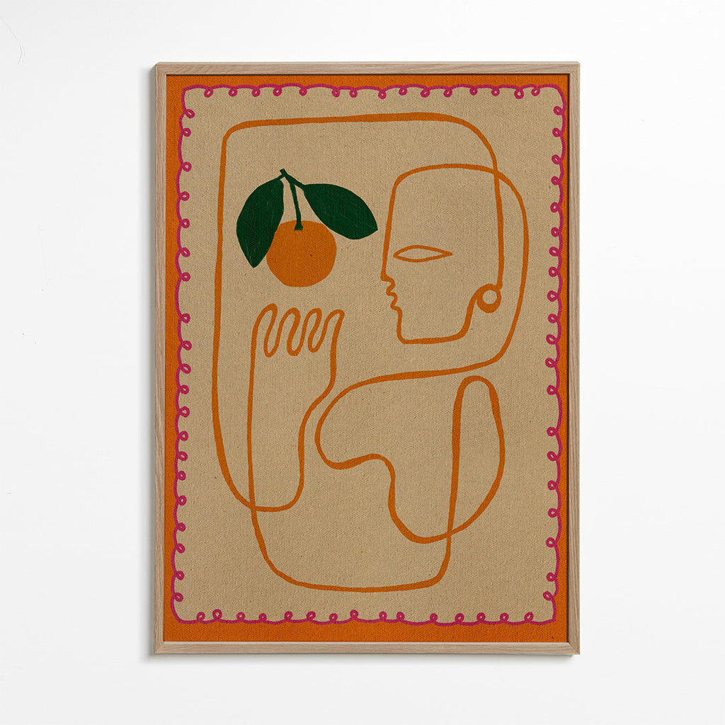 Køkkenkunst med kontinuerlig orange linje