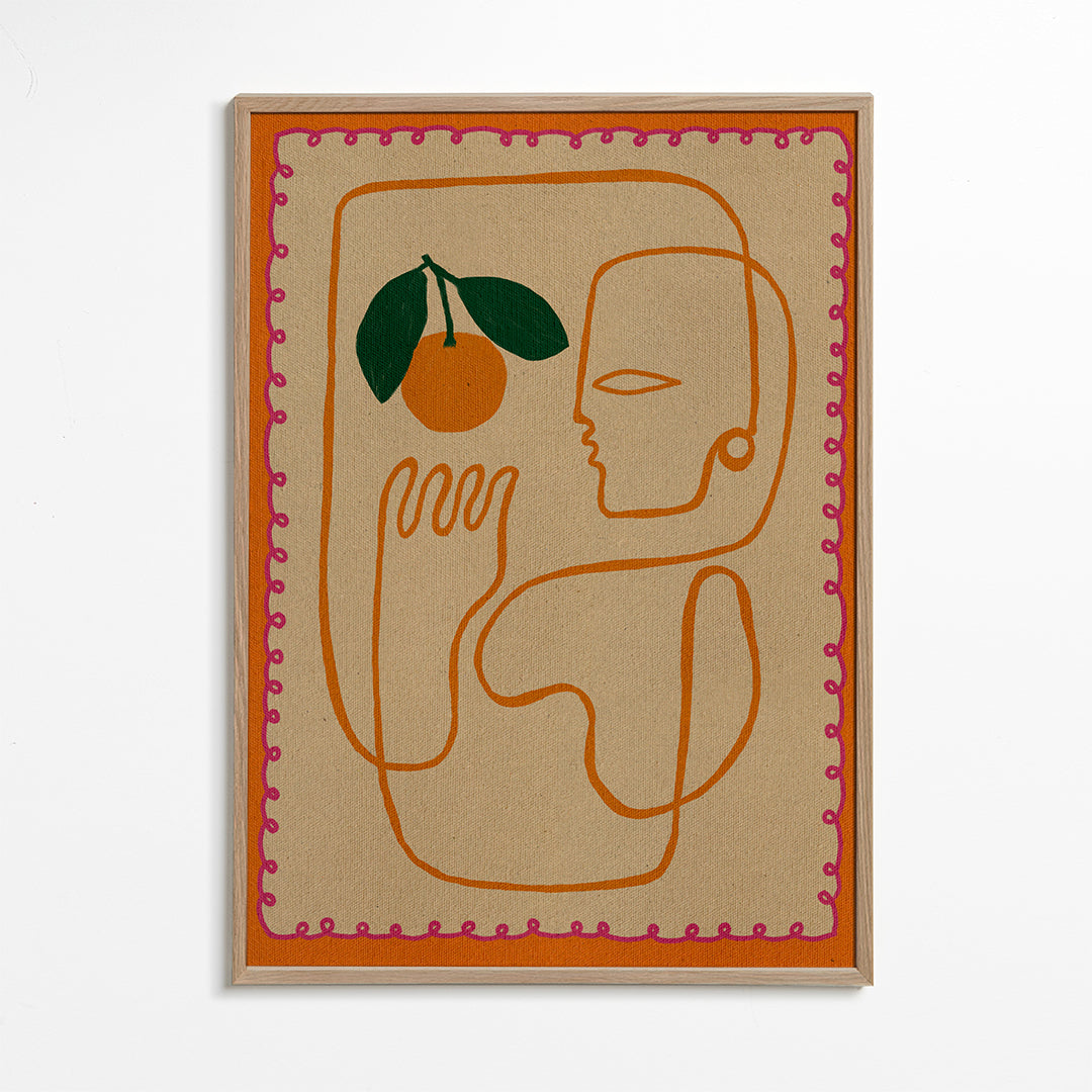 Køkkenkunst med kontinuerlig orange linje