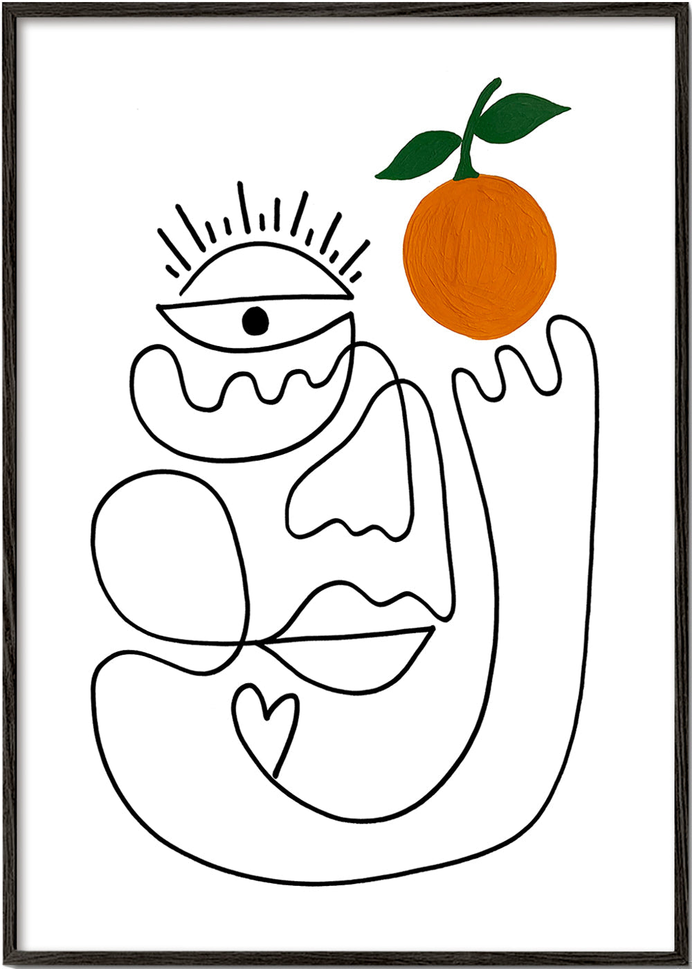 Lineær ansigtsillustration med appelsin