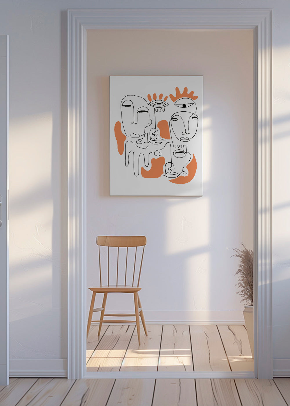 Illustration lineære ansigter i kontinuerlig streg