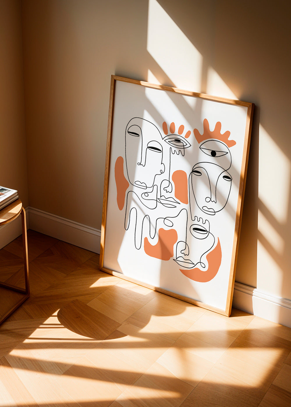 Illustration lineære ansigter i kontinuerlig streg