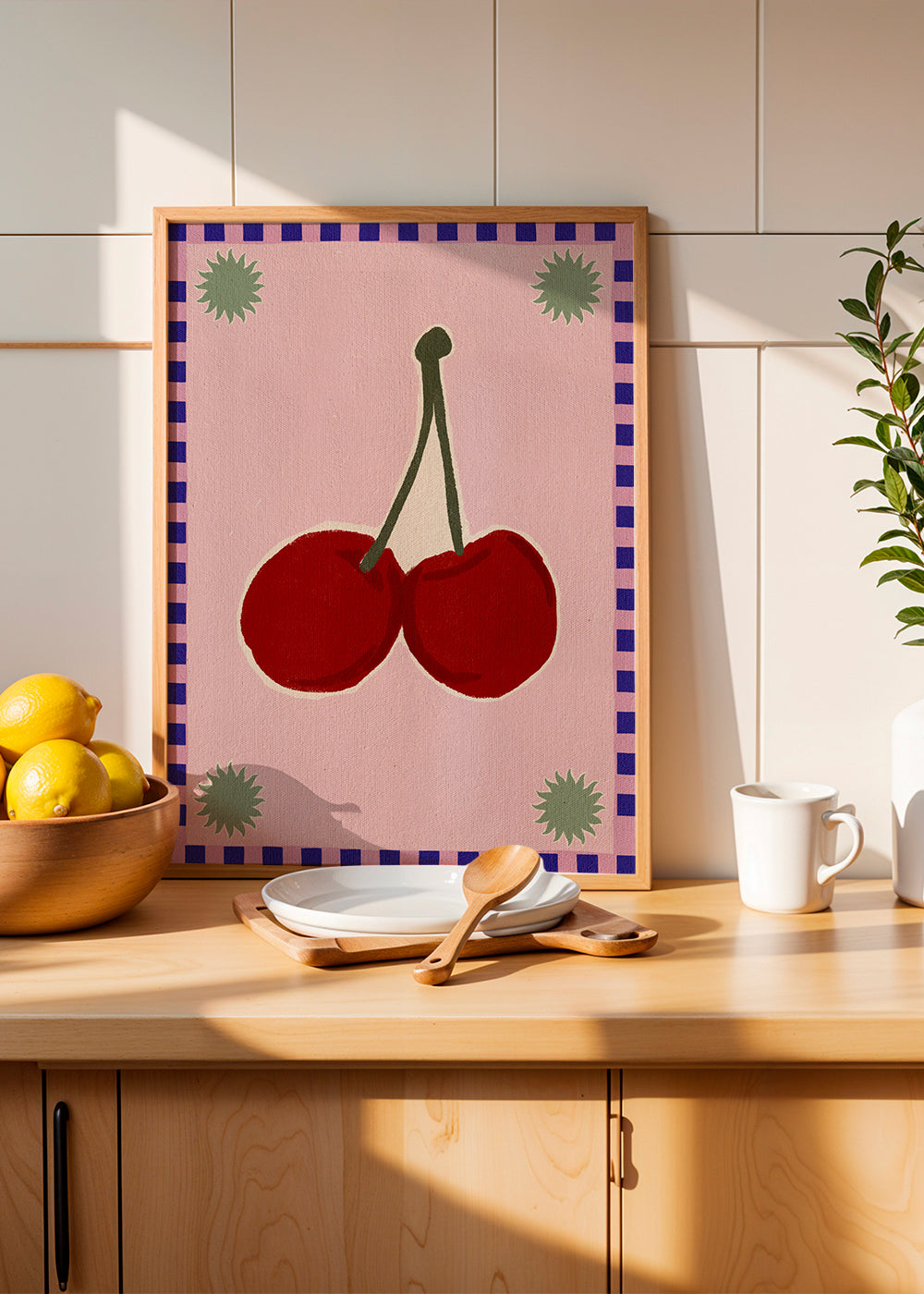Køkkenkunst med kirsebær-duo på pink