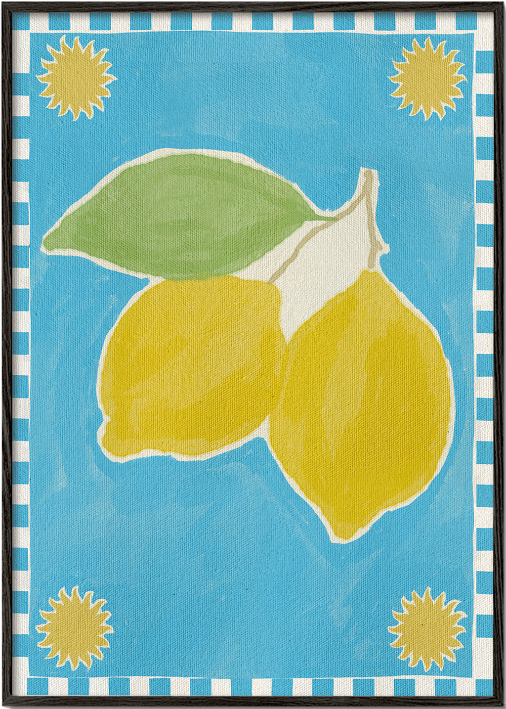 Køkkenkunst med citroner på blåt bånd