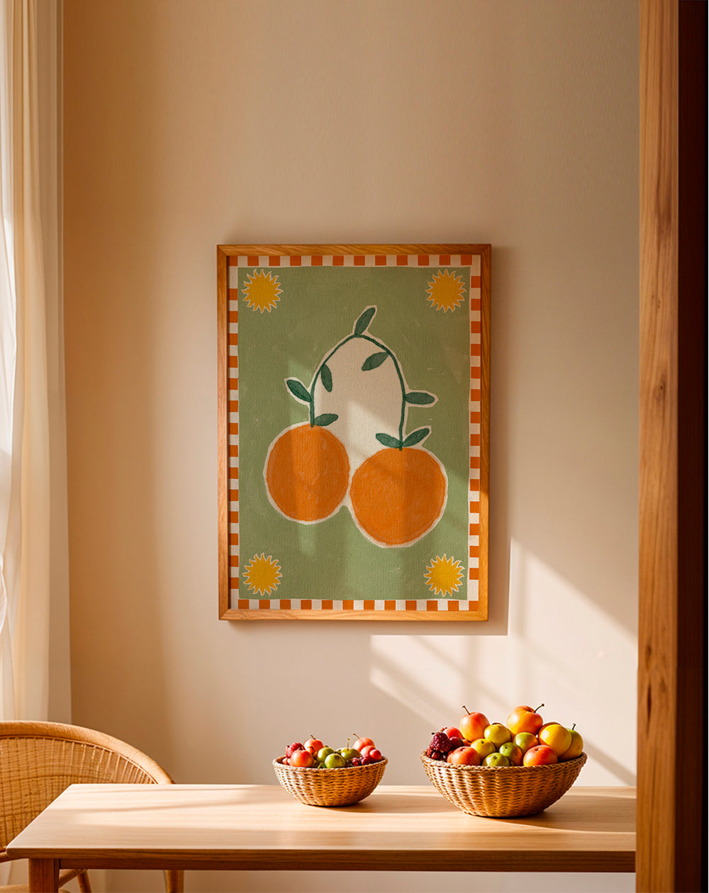 Køkkenkunst med stiliseret citrusduo