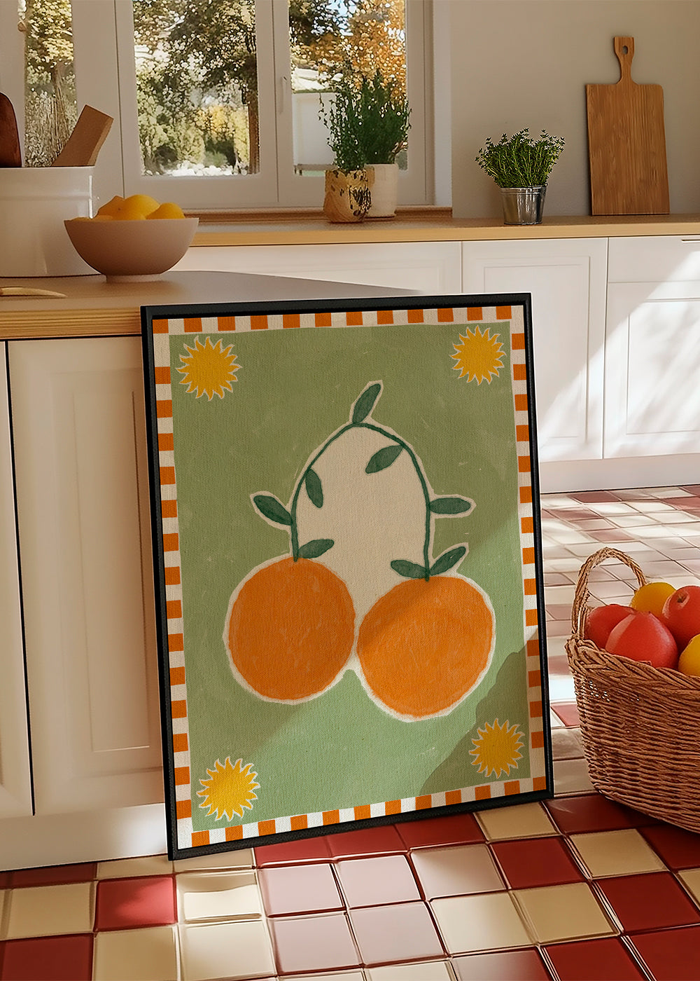 Køkkenkunst med stiliseret citrusduo