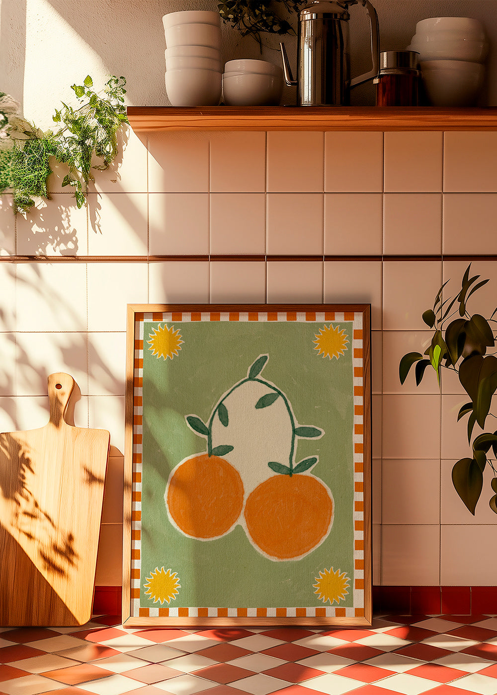 Køkkenkunst med stiliseret citrusduo