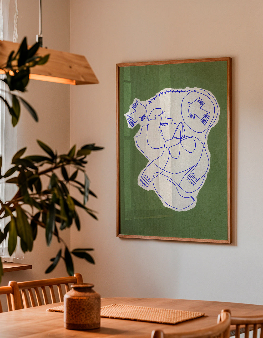 Illustration med en kontinuerlig streg på revet papir