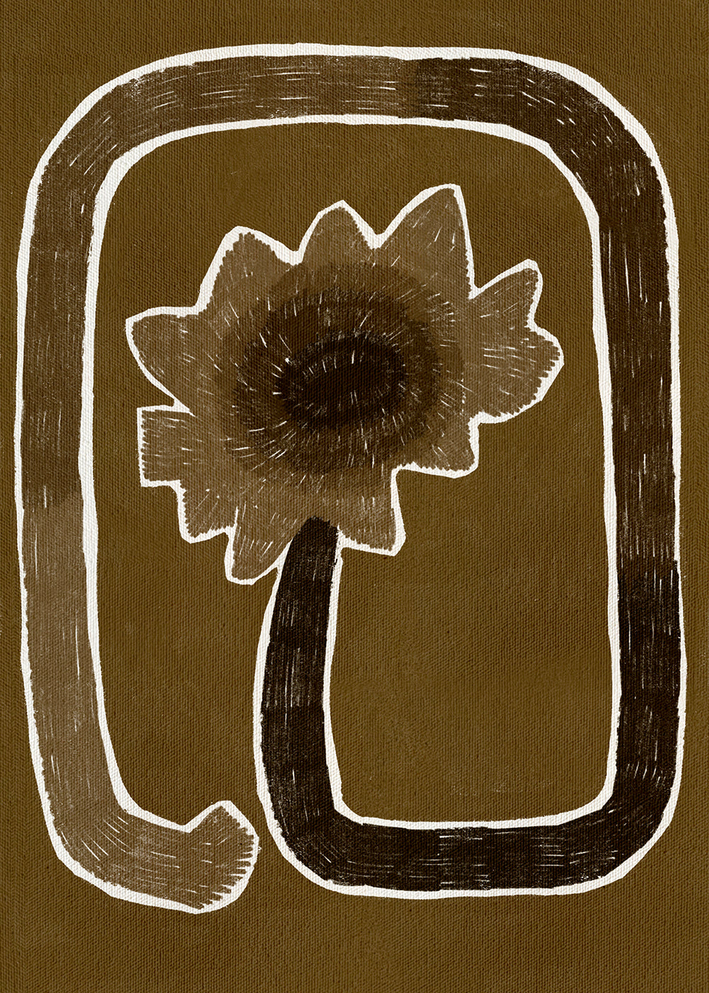 Botanisk plakat med styliseret blomst
