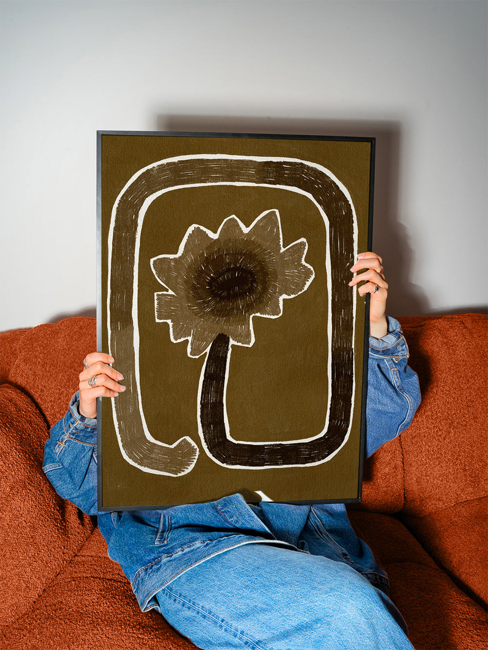 Botanisk plakat med styliseret blomst