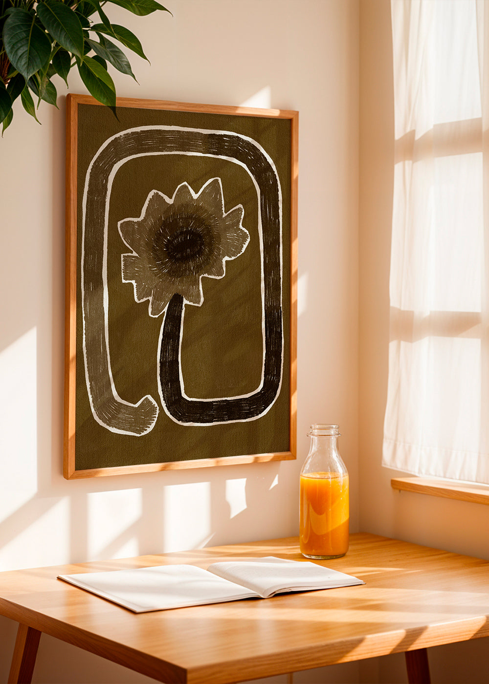 Botanisk plakat med styliseret blomst