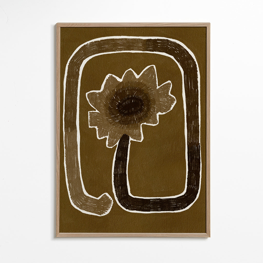 Botanisk plakat med styliseret blomst