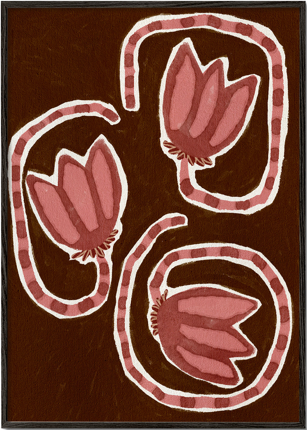 Botanisk plakat med styliserede tulipaner