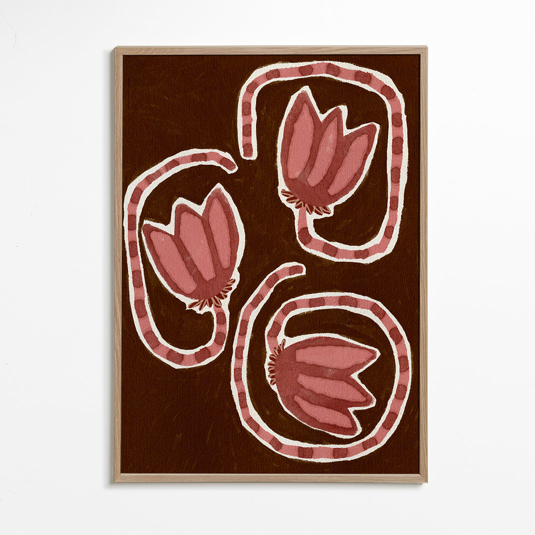 Botanisk plakat med styliserede tulipaner