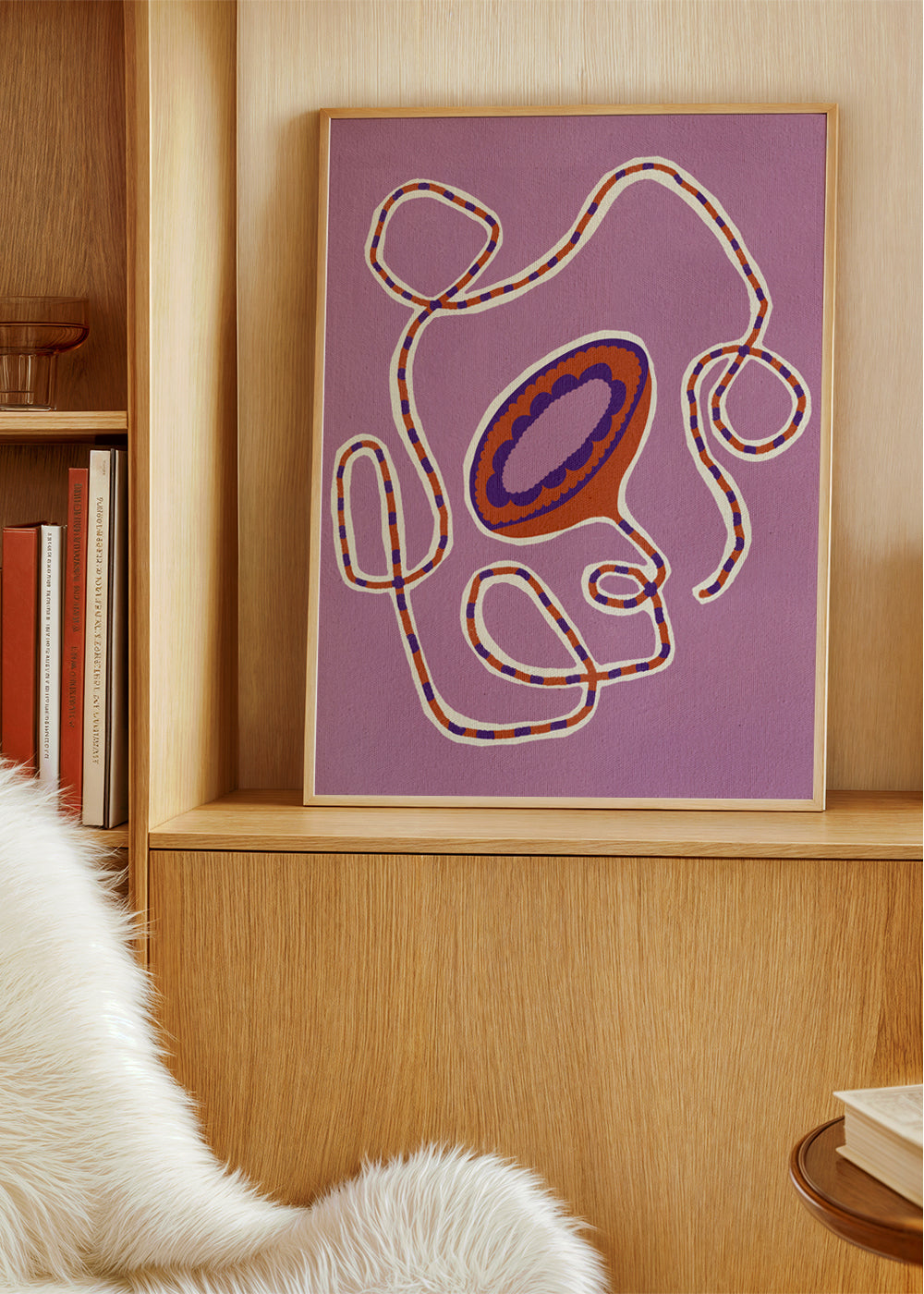 Botanisk plakat med abstrakt lilla blomst