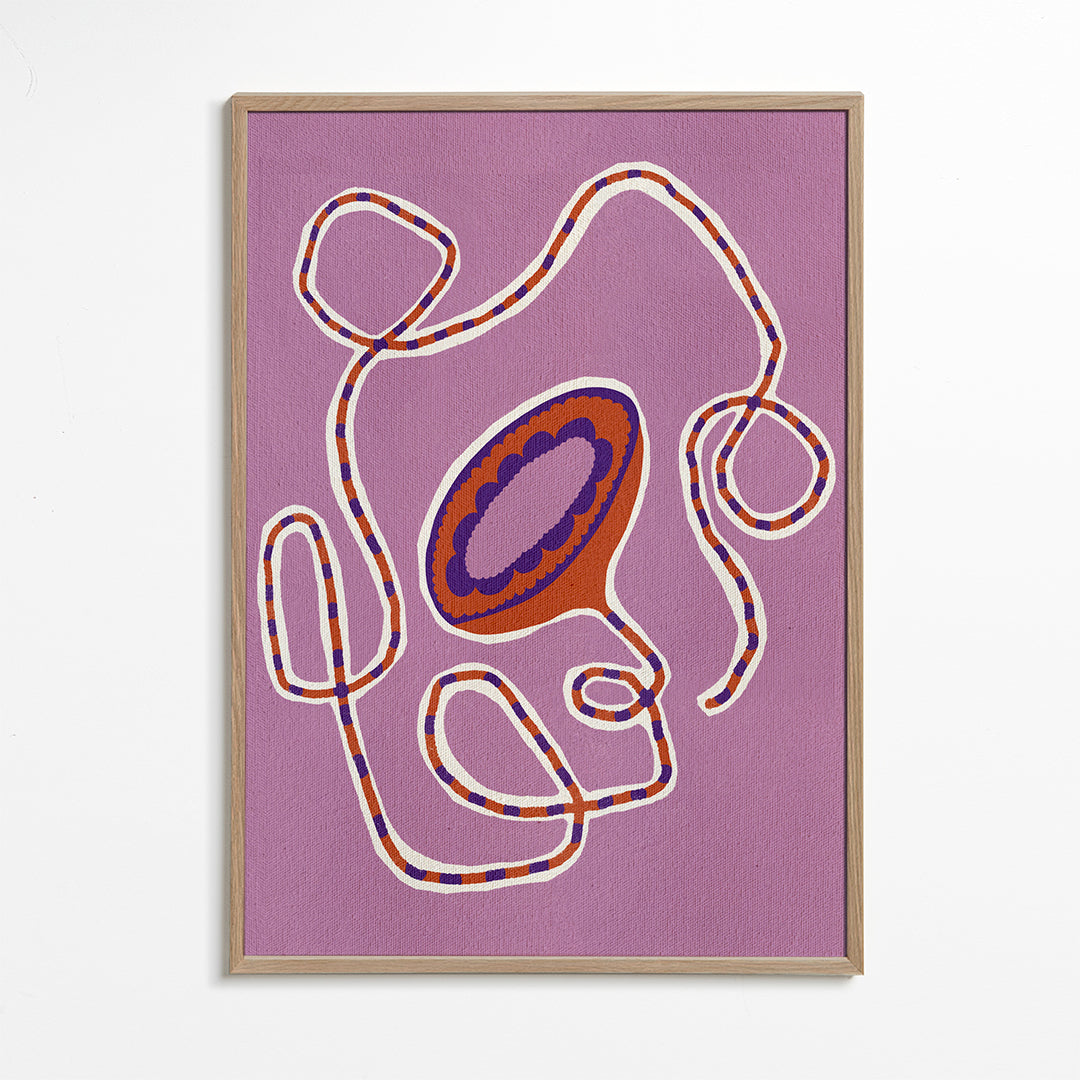 Botanisk plakat med abstrakt lilla blomst