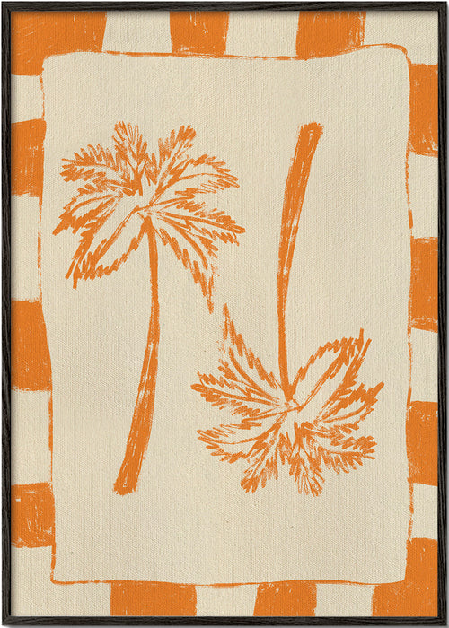 Botanisk plakat med orange palmer