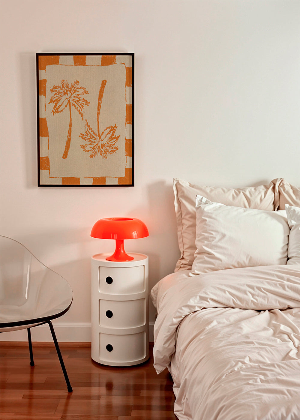 Botanisk plakat med orange palmer
