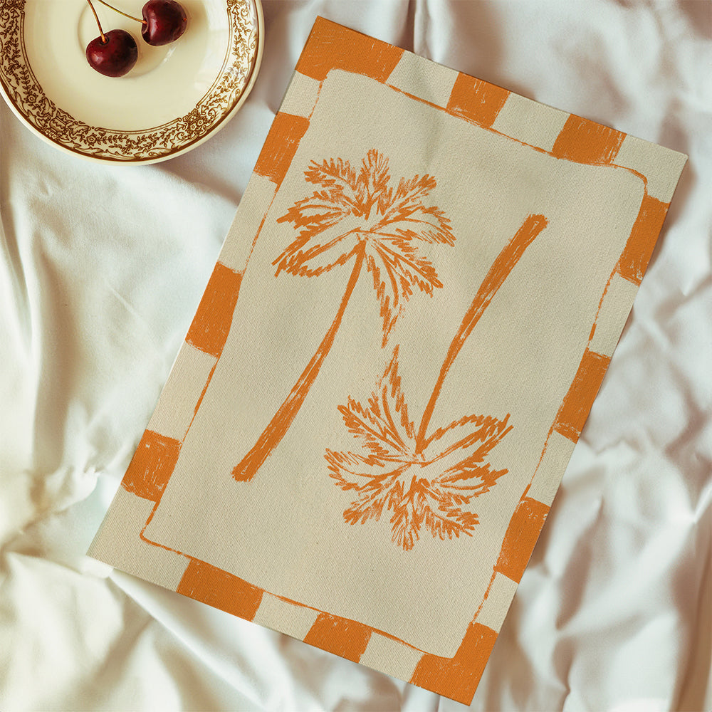 Botanisk plakat med orange palmer
