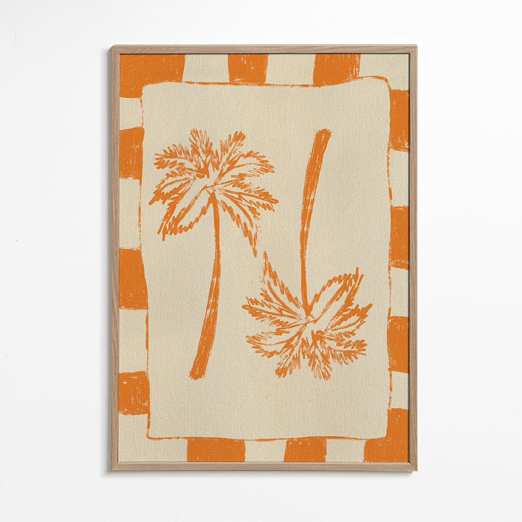 Botanisk plakat med orange palmer